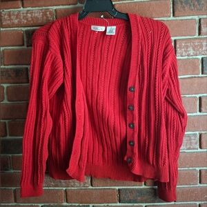 Talbots Vibrant Red Button-Up Cardigan